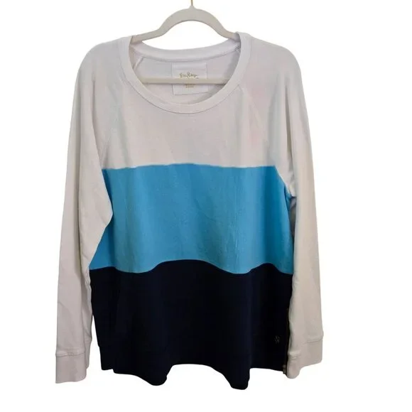 Lilly Pulitzer NWT Beach Comber Pullover Low Tide Navy Luxletic Size XXL